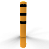 Bollard | steel tube  273 x 5 mm | yellow / black | stationary, for casting in concrete | total length: 2000 mm | with welded steel cap